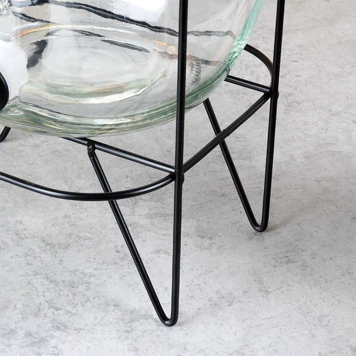 Słój Dozownik do Napojów z Kranikiem Czarnym Stojakiem Szklany VILDE 4,2 L