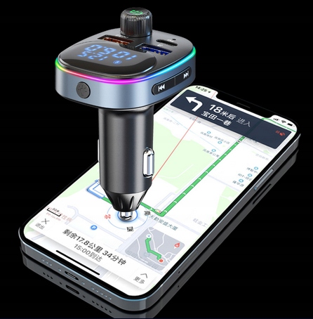 TRANSMITER BLUETOOTH FM SAMOCHODOWY SZYBKA ŁADOWARKA USB USB-C AUX