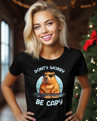 KOSZULKA DAMSKA DON'T WORRY BE CAPY CAPYBARA KAPIBARA KAPI BARA ZESTAW