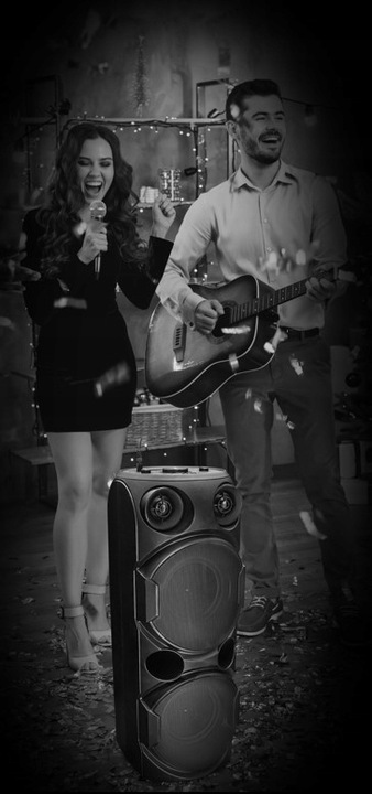 Moevi Duży głośnik 70 W przenośny, kolumna karaoke z mikrofonem, 63 cm