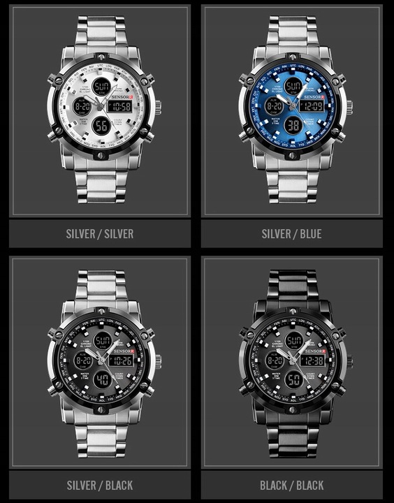 ELEGANCKI ZEGAREK MĘSKI NA BRANSOLECIE ELEKTRONICZNY WSKAZÓWKOWY SENSORR