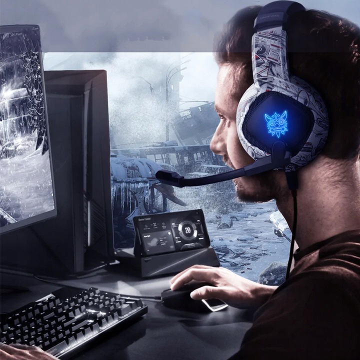 ONIKUMA K19 CAMO SŁUCHAWKI GAMINGOWE NAUSZNE PRZEWODOWE Z MIKROFONEM RGB