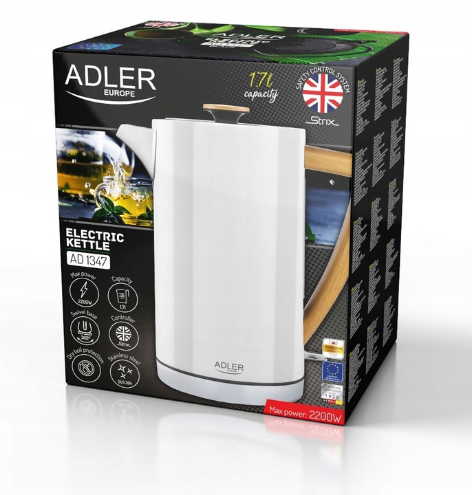 CZAJNIK ELEKTRYCZNY BEZPRZEWODOWY STALOWY STYL RETRO 1,7L 2200W STRIX