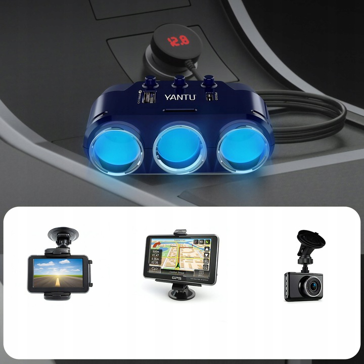 Rozdzielacz Gniazda Zapalniczki Samochodowej Ładowarka 12-24V Port USB-C