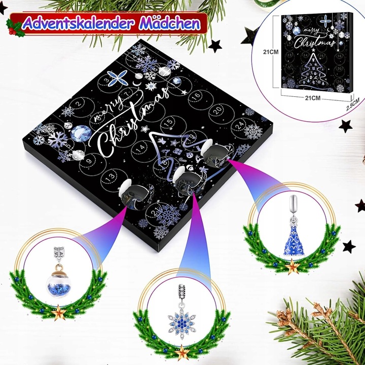 KALENDARZ ADWENTOWY CHARMS BIŻUTERIA DIY DO BRANSOLETEK PREZENT DLA DZIECI
