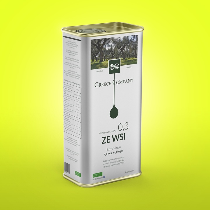 Oliwa z oliwek ZE WSI niefiltrowana Extra Virgin łagodna 0,3% 5 l