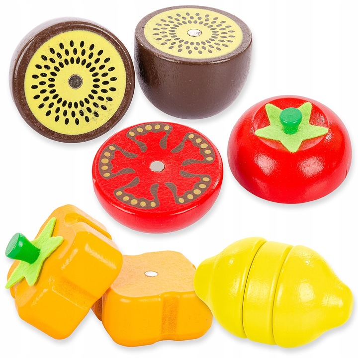 DREWNIANE WARZYWA OWOCE DO KROJENIA NA MAGNES DLA DZIECI ZESTAW XXL