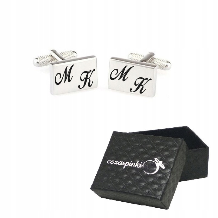 Spinki do mankietów prostokąt INICJAŁY ślub