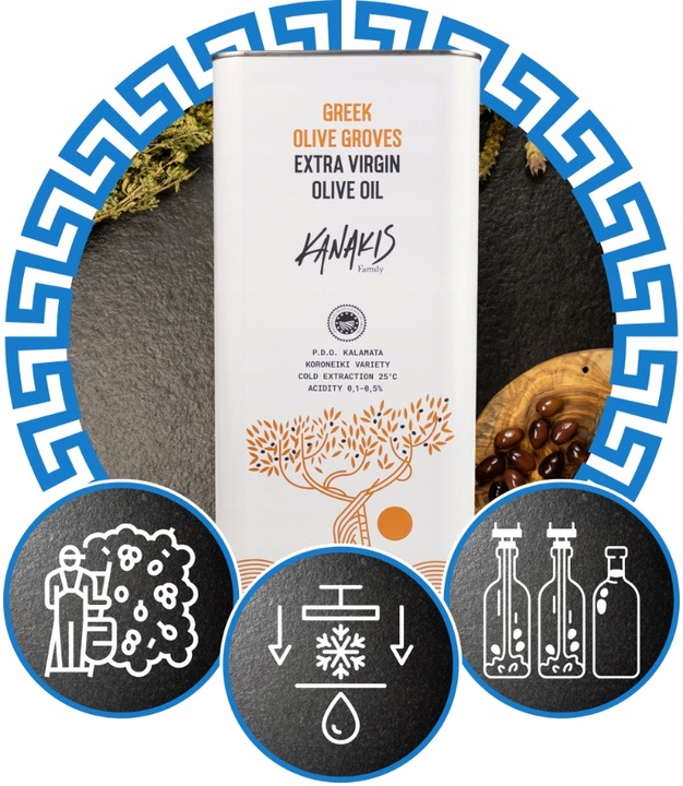 Oliwa z oliwek Extra Virgin Grecka Tradycyjna PDO 5l ŚWIEŻY ZBIÓR 2024/2025