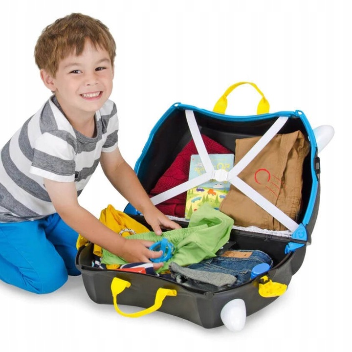 Walizka jeżdżąca Trunki dla dzieci jeździk pirat Pedro czarna walizeczka