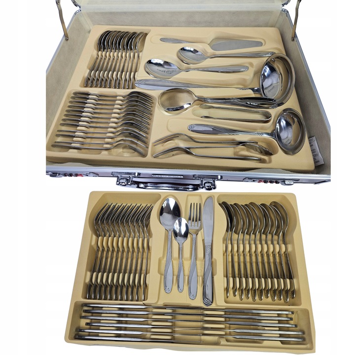 KOMPLET SZTUCÓW 12 OSÓB WALIZKA ZESTAW 72EL PREMIUM POŁYSK