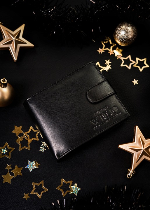 Elegancki portfel męski skórzany zapinany w pudełku na prezent Always Wild