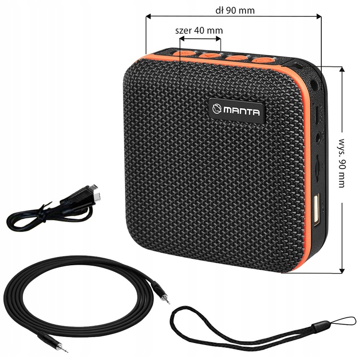 GŁOŚNIK BLUETOOTH Przenośny Bezprzewodowy z radiem MANTA SPK01GO MP3 USB FM