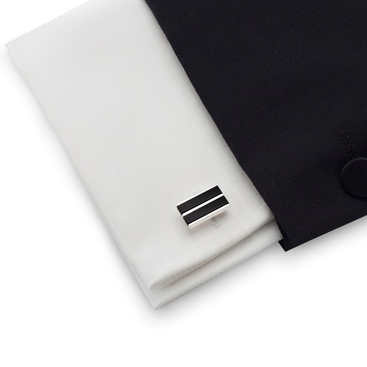 Spinki do mankietów czarne | Srebro 925 | ŚLUB