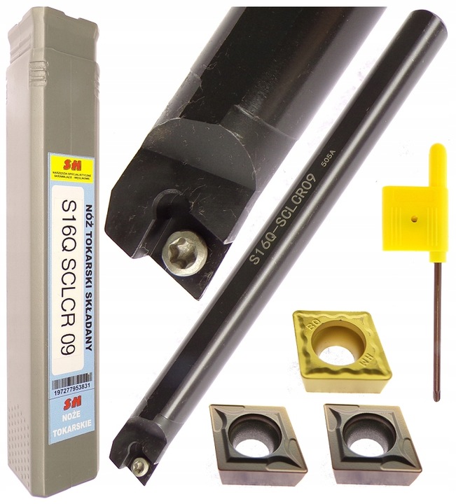 NÓŻ TOKARSKI WYTACZAK 16mm S16Q SCLCR 09 FI 16 L 180mm + 3 PŁYTKI CCMT 09T3