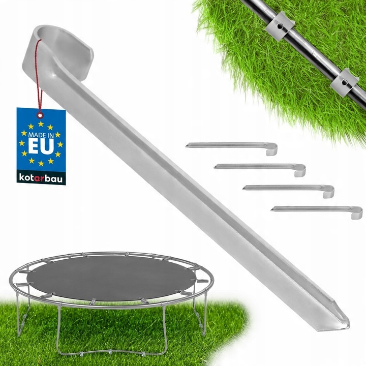 ZESTAW 4X KOTWA KOTWY WBIJANE SZPILKI ŚLEDŹ DO TRAMPOLINY OCYNKOWANE 430 MM
