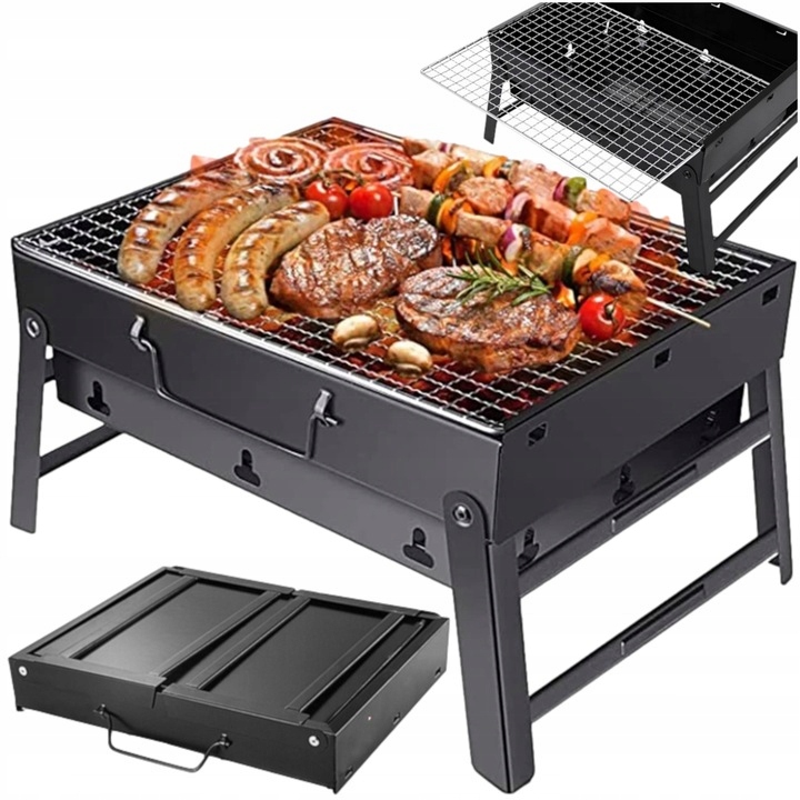 ZESTAW GRILL OGRODOWY WĘGLOWY TURYSTYCZNY |SKŁADANY |+ AKCESORIA DO GRILLA