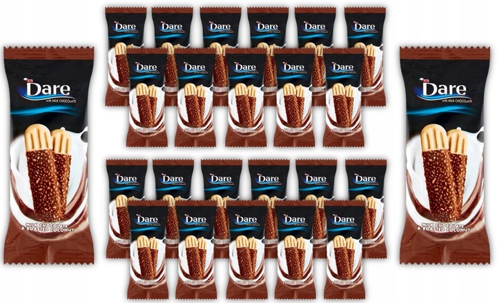 24 x 44,5G DARE Ciastka w Polewie Czekoladowej Posypane Prażonym KOKOSEM