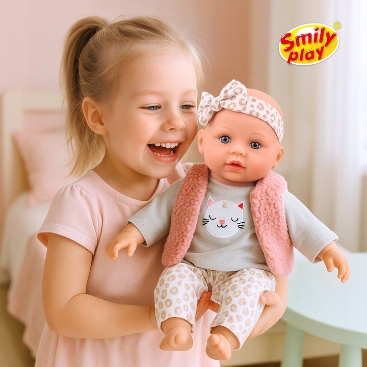 Lalka bobas duża 32 cm interaktywna śpiewa mówi 2 języki PL EN SMILY PLAY