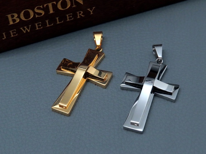 ZŁOTY SREBRNY KRZYŻ KRZYŻYK NA ŁAŃCUSZEK STAL 316L