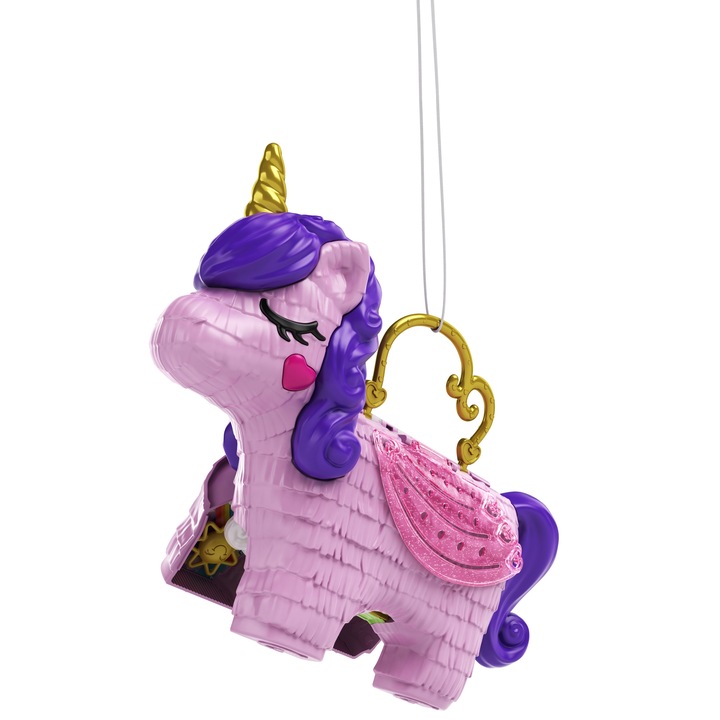 POLLY POCKET JEDNOROŻEC WALIZKA PINIATA UNICORN PARTY ZESTAW FIGURKI GVL88