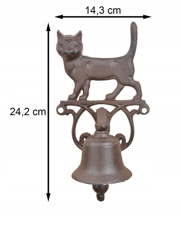 Dzwonek żeliwny do drzwi z KOTEM dzwon Kot Kotek Vintage Esschert Design