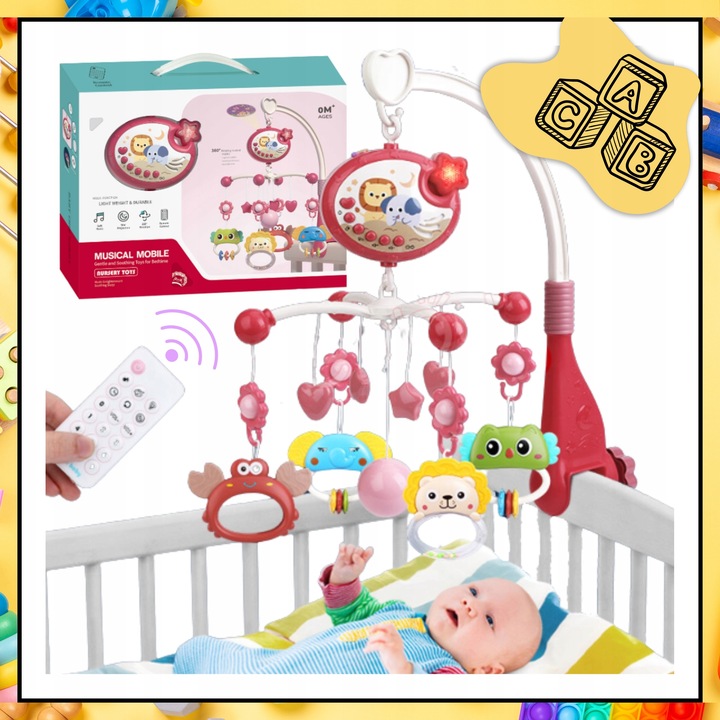 KARUZELKA DO ŁÓŻECZKA POZYTYWKA PROJEKTOR REGULACJA GŁOŚNOŚCI + PILOT