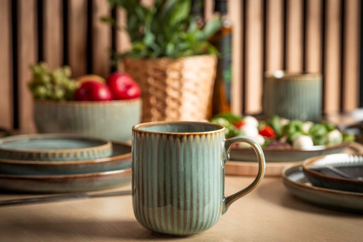 Kubki do kawy porcelanowe zestaw 6 kubków Altom Design Reactive Sage 400 ml