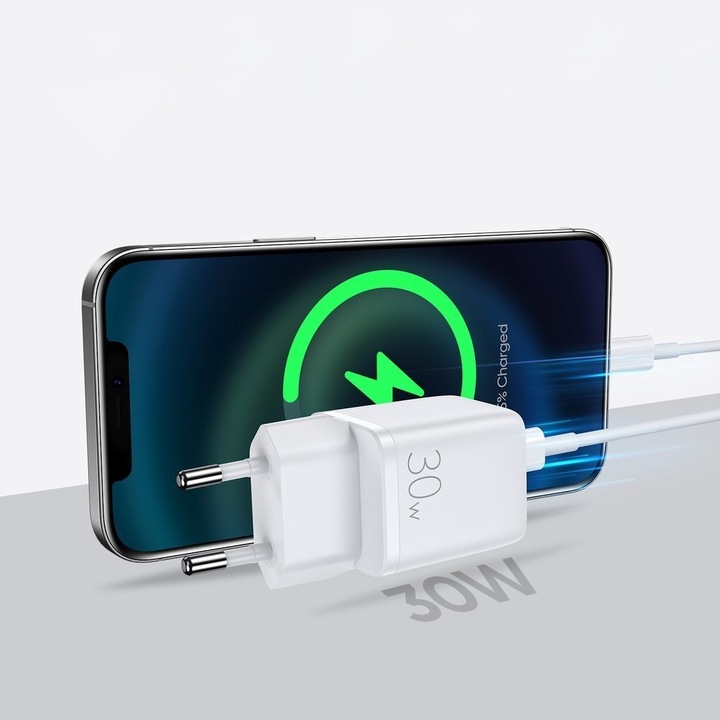 ŁADOWARKA SIECIOWA ZASILACZ 30W USB/USB-C SZYBKIE ŁADOWANIE