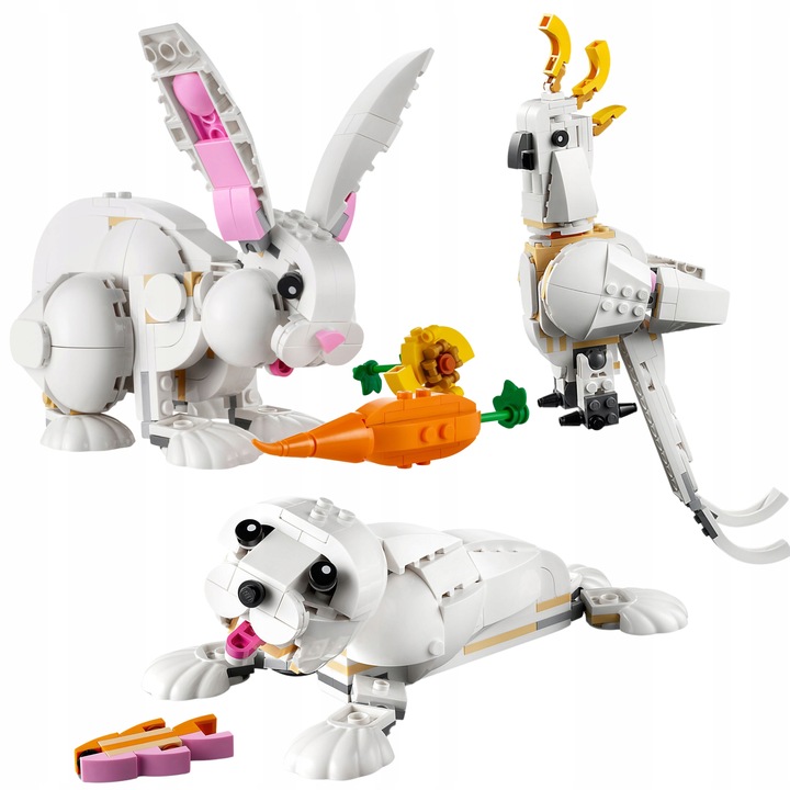 LEGO Jednorożec 31140 + Biały Królik 31133 Creator 3w1 ZWIERZĘTA Paw 3 w 1