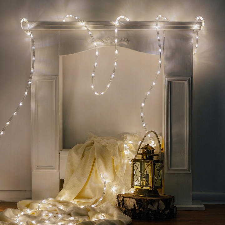 MOCNY WĄŻ ŚWIETLNY ZEWNĘTRZNY WEW LAMPKI CHOINKOWE 480 LED 20m BIAŁY ZIMNY