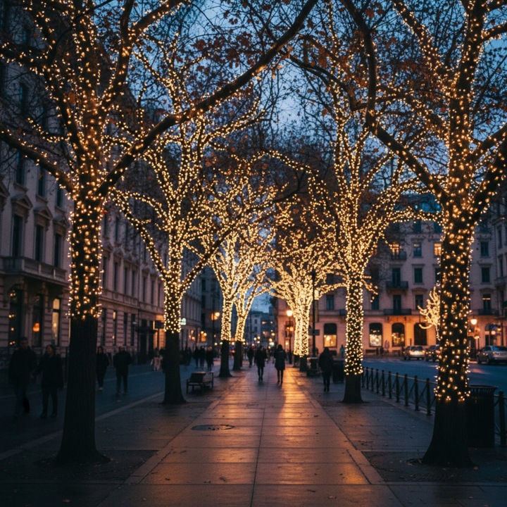 LAMPKI CHOINKOWE CIEPŁE ZEWNĘTRZNE ŚWIĄTECZNE 8 TRYBÓW 500 LED 35M