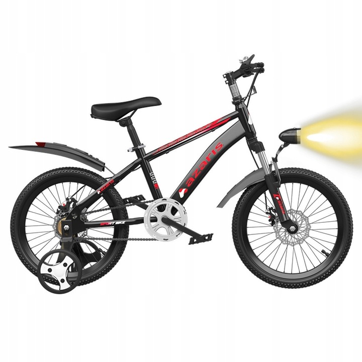 ROWER DZIECIĘCY ROWEREK 16 CALI TARCZE KOŁA BOCZNE AMORTYZATOR OSŁONA LED