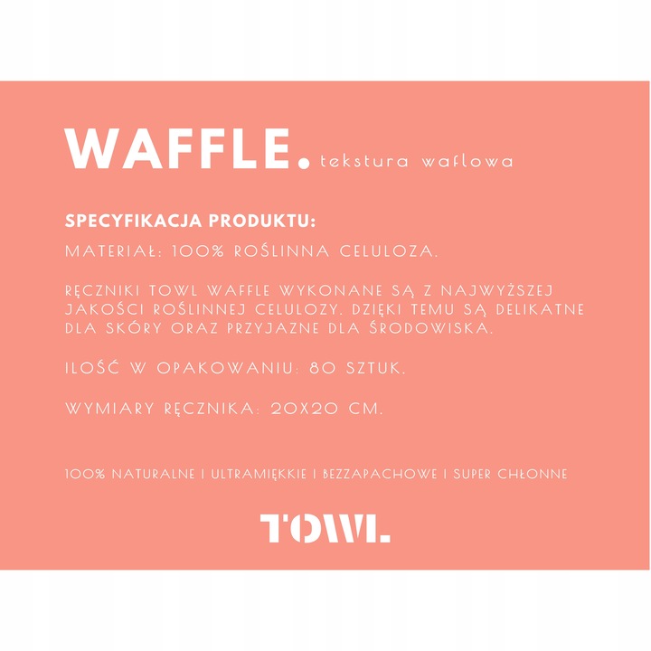 JEDNORAZOWE RĘCZNIKI DO TWARZY 80 szt. - TOWL WAFFLE