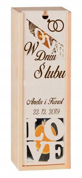 PUDEŁKO SKRZYNKA NA WINO GRAWER PREZENT ŚLUB PRIM