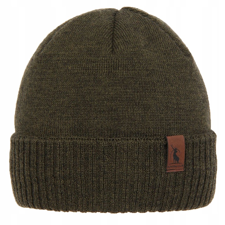 Czapka MYŚLIWSKA dla myśliwego WEŁNA MERINO khaki olive uniwersalna