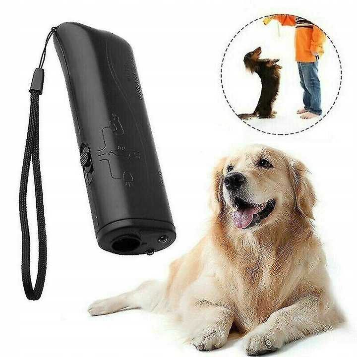 ODSTRASZACZ PSÓW ULTRADŹWIĘKOWY TRESER LATARKA 3W1 150 db + Bateria 9V