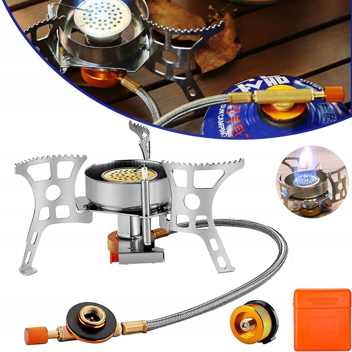 DOSKONAŁA MINI KUCHENKA TURYSTYCZNA GAZOWA NA KARTUSZE Z ADAPTEREM 3500W