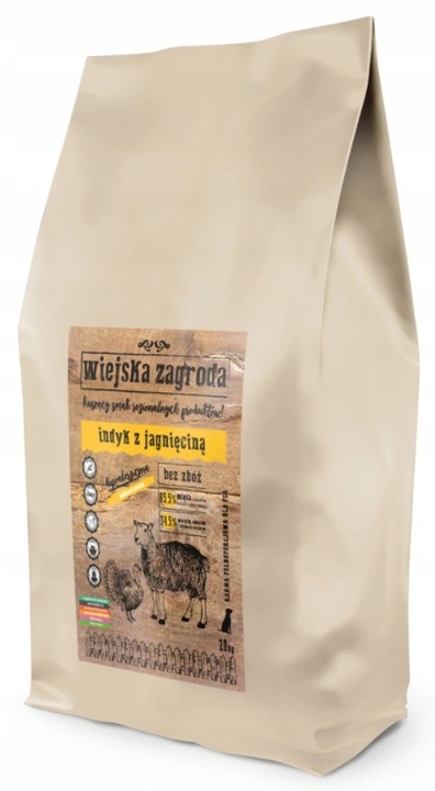 Wiejska Zagroda Karma sucha dla psa INDYK z JAGNIĘCINĄ Średnie rasy M 20kg