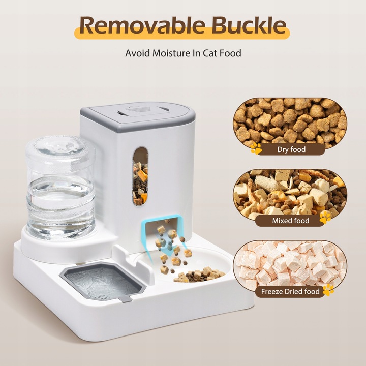 AUTOMATYCZNY PODAJNIK WODY I KARMY MISKA DLA KOTA I PSA DOZOWNIK 2W1 SZARY