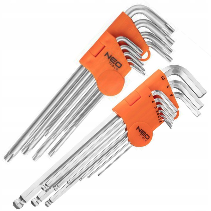 NEO ZESTAW KLUCZE SZEŚCIOKĄTNE IMBUS HEX TORX 18 sztuk DŁUGIE 09-525 09-526