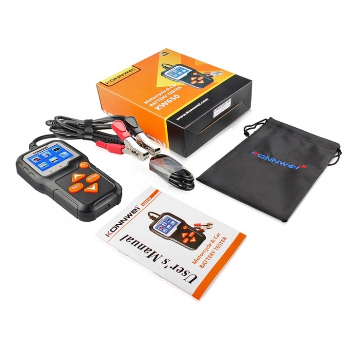 Tester Akumulatorów Konnwei KW650 z LCD Miernik Rozruchu Cyfrowy 6V 12V USB