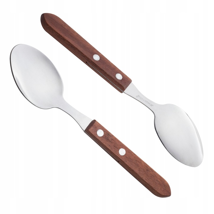 6x łyżka stołowa z drewnianą rączką SZTUĆCE do grilla na piknik