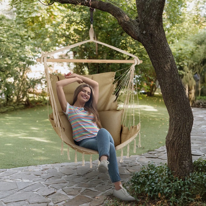 FOTEL WISZĄCY KRZESŁO BRAZYLIJSKIE HUŚTAWKA HAMAK BOHO SOIS XXL OUTTEC