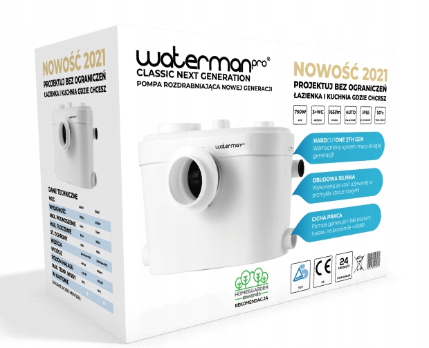 POMPA WC ROZDRABNIACZ MŁYNEK PRZEPOMPOWNIA 600 WATT WATERMAN PRO