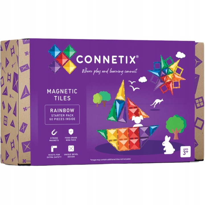 Connetix: 60 el. Klocki magnetyczne Starter Pack Rainbow