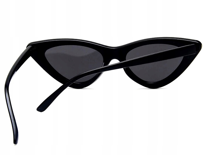 Okulary pilotki KOCIE OKO czarne PROSTOKĄTNE retro Damskie Przeciwsłoneczne
