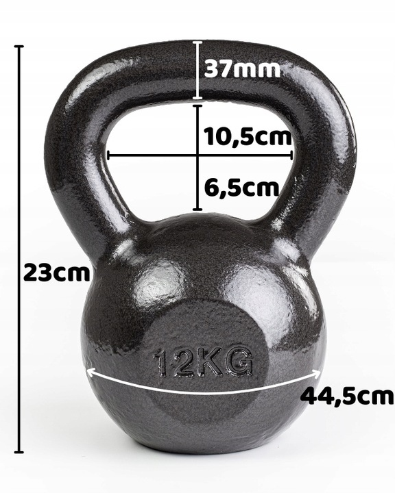 KETTLEBELL ODWAŻNIK DO ĆWICZEŃ KETTLE HANTLA HANTEL ŻELIWNY FITNESS 12KG