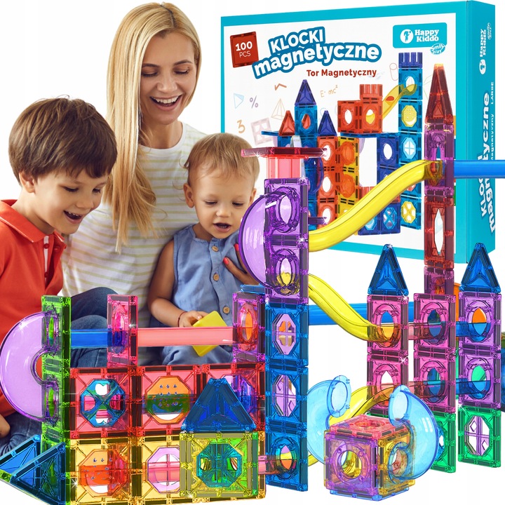 Klocki magnetyczne tor kulkowy kulodrom konstrukcyjne konstrukcyjne 100 ele