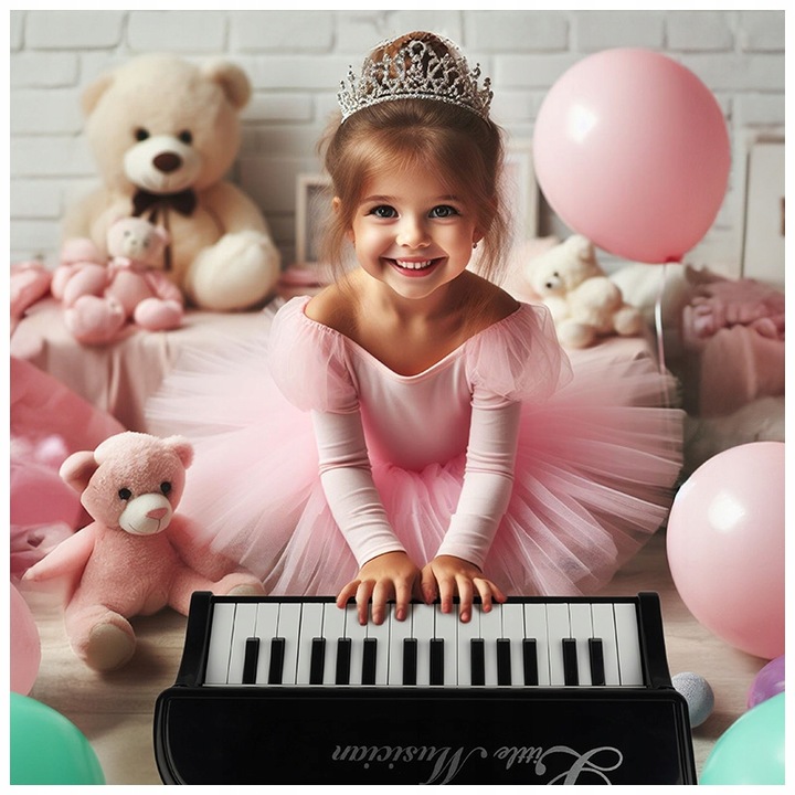 PIANINKO DLA DZIECI EDUKACYJNE ORGANKI NAUKA GRY MIKROFON PIANINO + TABORET